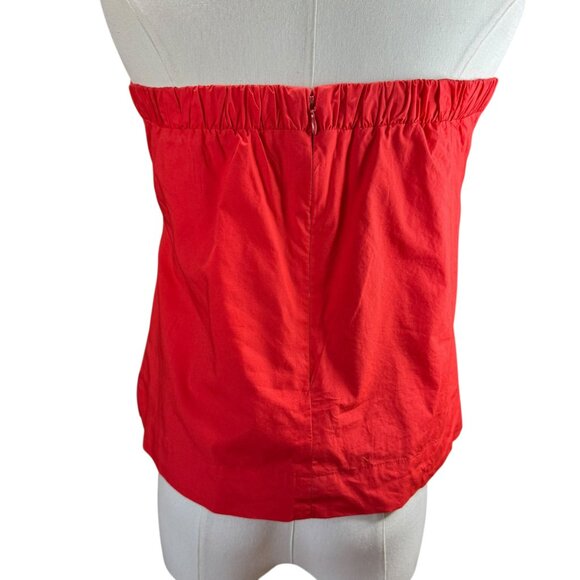 J. CREW Womens Sz 6 Strapless Cross Front Top Fiery Sunset Red - Picture 3 of 5